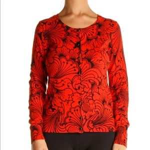 Talbots tropical floral button down cardigan size small